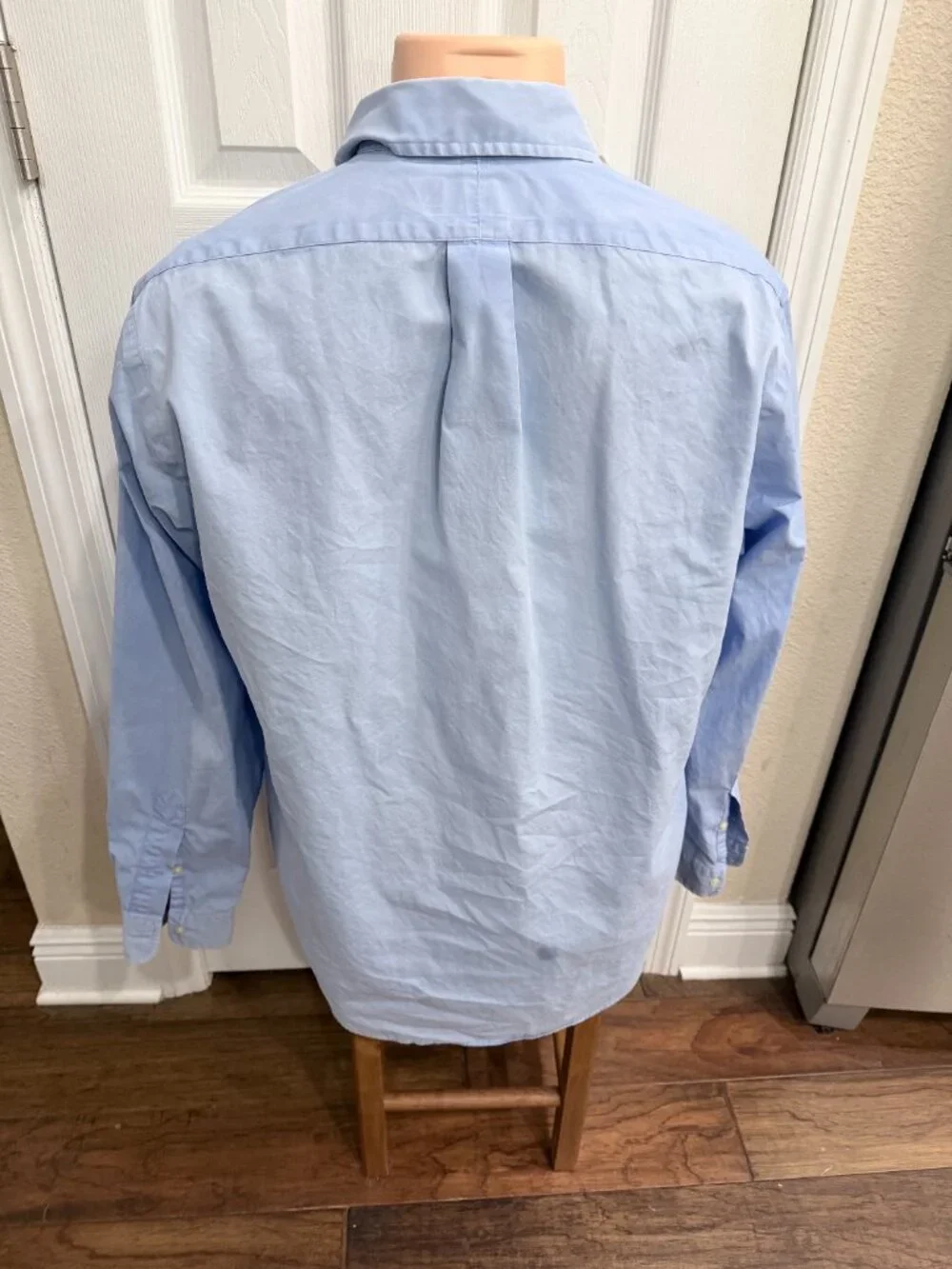 Polo Ralph Lauren Mens L Custom Fit Blue Cotton Button Down Pony Shirt Flawed